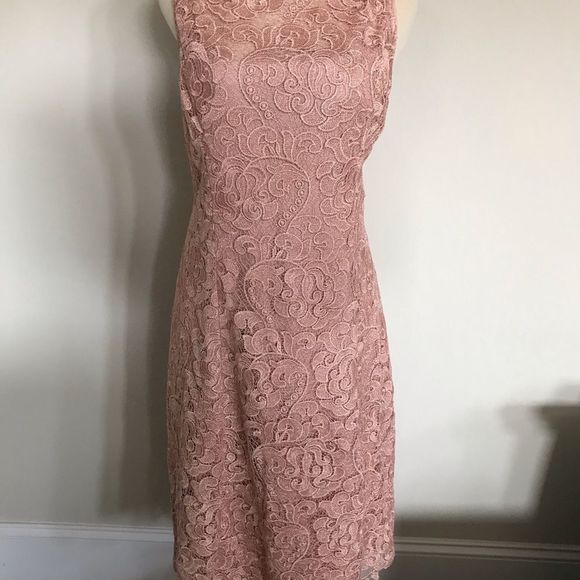 Aidan Mattox Bato Sleeveless Apricot Lace Dress Pristine Condition. Never worn. - Picture 4 of 7